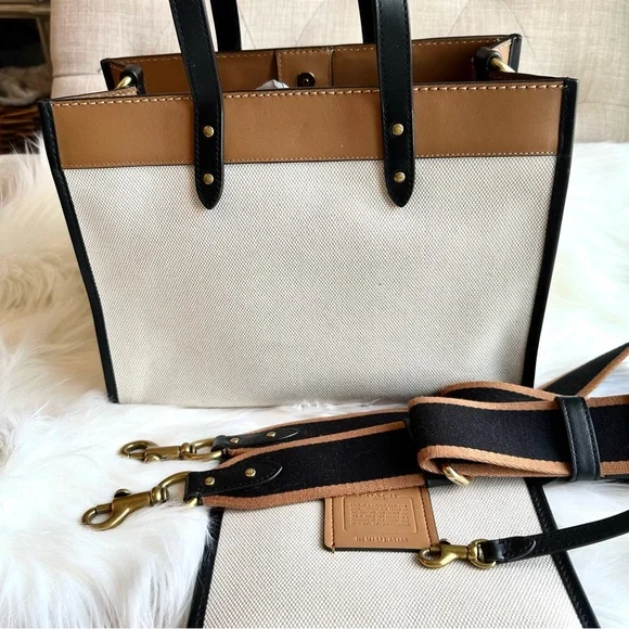 COACH Field Tote 30 With Coach Badge - Canvas with Leather Trims - Picture 6 of 16